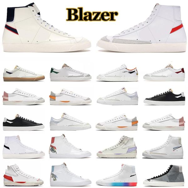 Blazer Mid 77 Men Women Running Shoes Casual Blazers Vintage Jumbo Low Black White Multi Color White Indigo Pine Green Mens Trainers Designer Platform Tênis