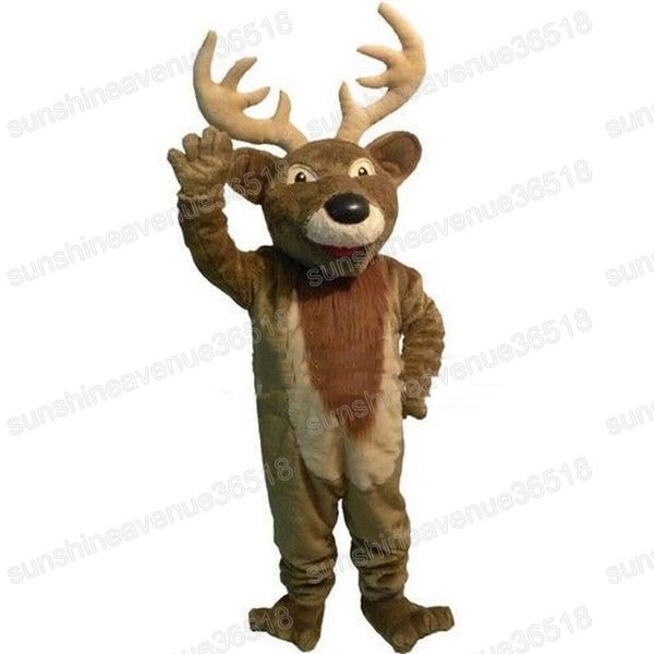 Costume da mascotte di cervo bruno di Halloween Costume da carnevale a tema animale per uomo Donna Unisex Adulti Vestito da festa di compleanno di Natale