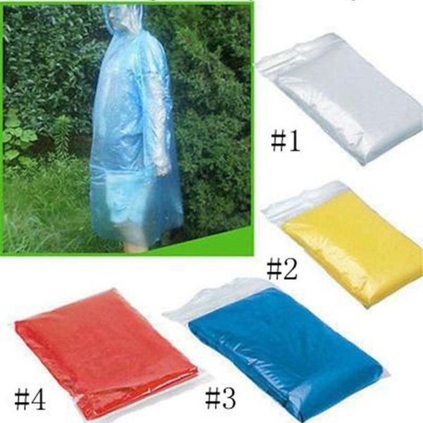 Impermeabile usa e getta Cappuccio impermeabile di emergenza per adulti Poncho da viaggio Campeggio Must Rain Coat Unisex One-time Emergency Rainwear RRE14632