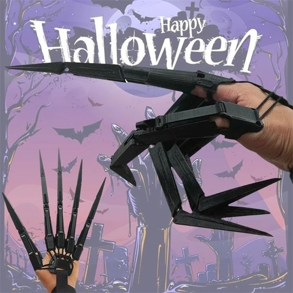 Novità Giochi Halloween Guanti da dito meccanico Divertente Tricky Flessibile Giocattolo Costume Party Fantasma Artiglio Puntelli Mano articolata Modello Kid Adulto 220930