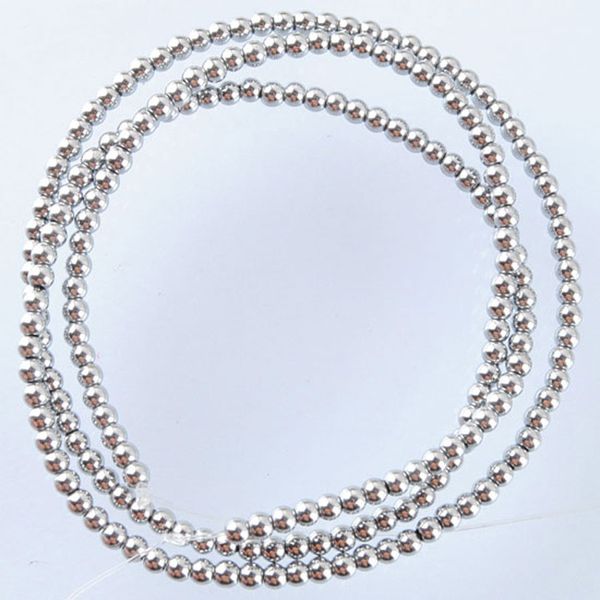 Argento Nessun materiale magnetico Gemma di ematite 2 3 4 6 8 mm Perline sfuse rotonde Filo per gioielli fai-da-te Creazione di bracciali Accessori per collane BL304