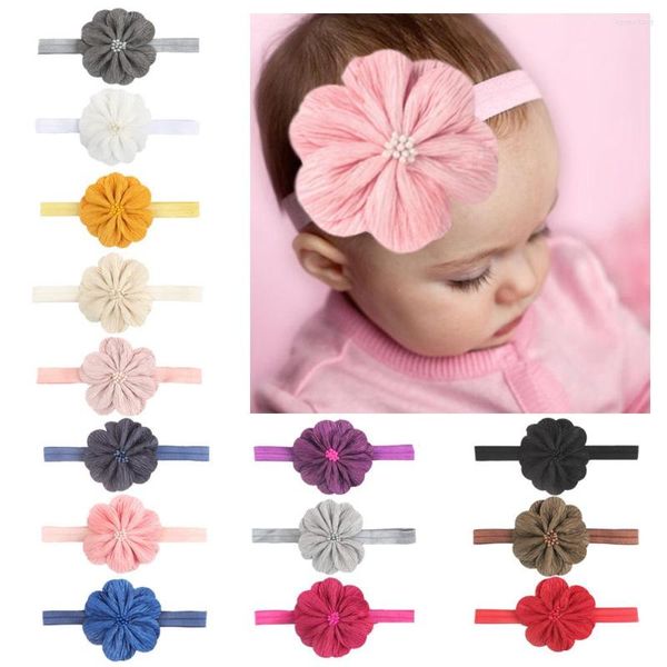 Acessórios para cabelos 1 PCs Lytwtw Baby Girl Flower Head Band Infant Norod Headwrap Gift Gift Ribbon Bandage