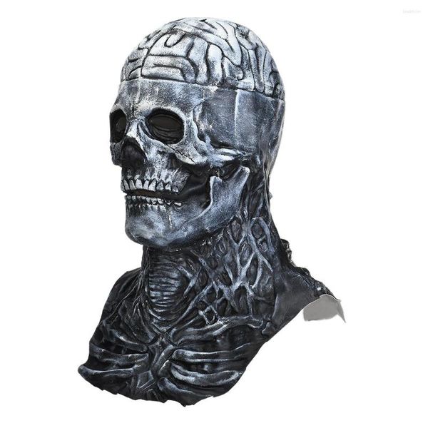 Cappellini a sfera Halloween Spaventoso Teschio Masque Cosplay Lattice Horror Prop Testa completa Scheletro Copricapo Maschere biochimiche raccapriccianti