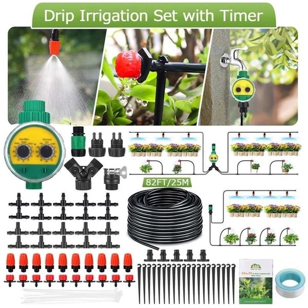 Equipamentos de rega kit de planta 25m Sistema de jardim inteligente Irrigação automática de gotejamento com bico ajustável 220930