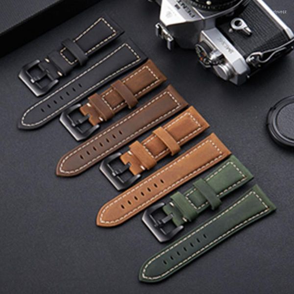 Cinturini per orologi fatti a mano 4 colori Accessori Vintage Vera pelle Crazy Horse 20mm 22mm 24mm 26mm Cinturino cinturino