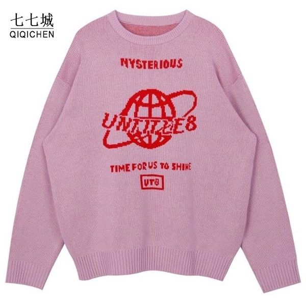 Maglioni da uomo Street Women Earth Letter Harajuku Maglioni per maglieria Pullover caldo allentato Autunno Inverno Ragazza giapponese 220930