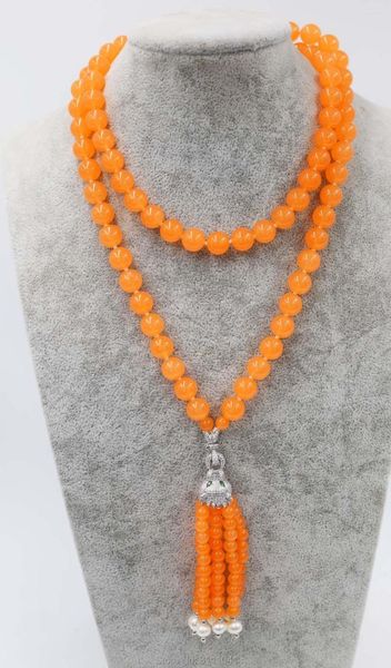 Ketten Perle und Blau Orange Helle Farbe Jade Runde 8mm Halskette 35 Zoll Großhandel Perlen Natur FPPJ Frau 2022