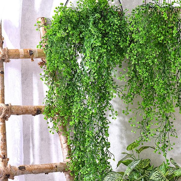 Flores decorativas 1 PC 80cm/120cm Plantas verdes artificiais penduradas folhas de hera rabanete falsa decoração de festa da parede do jardim da videira