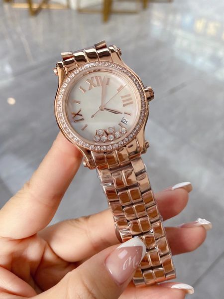 U1 высший класс AAA Womens Watch Happy Luminous Watches Diamonds Bezel Vinding Mechanical Quartz Движение календарь ремень Sapphire 36 мм для дам множества цветов