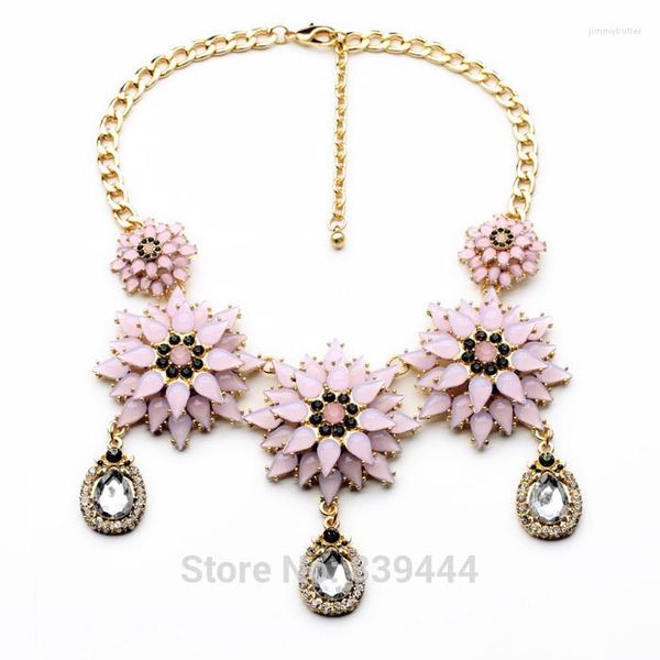 Marca de moda da gargantilha 2014 Elegant Luxury Flower Collar Colar Crystal Declaração Big Jewelry for Women
