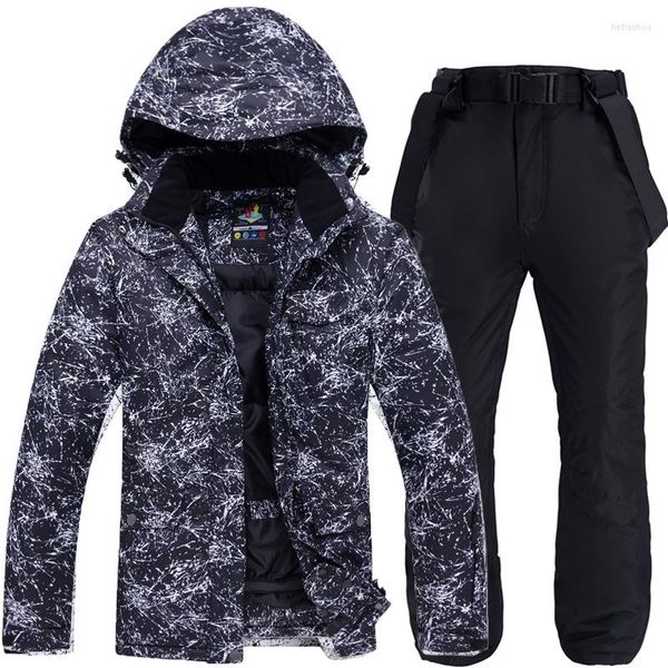 Jackets de esqui no terno de esqui de inverno Homens de snowboard de snowboard ao ar livre macacão à prova d'água quente espessada