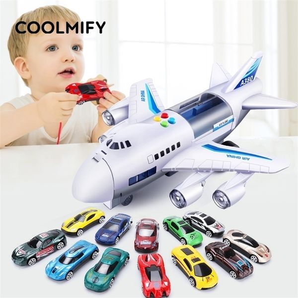 Modelo Diecast Car Size grande tamanho meninos Toy Airplane Music Story Simulation Track Inertia Aircraft Passageiro Avião Crianças Carros do carro 220930