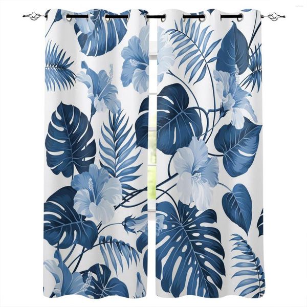 Cortina Palm Filles Folhas Flores tropicais Blackout For Kids Room Bedroom Janela infantil