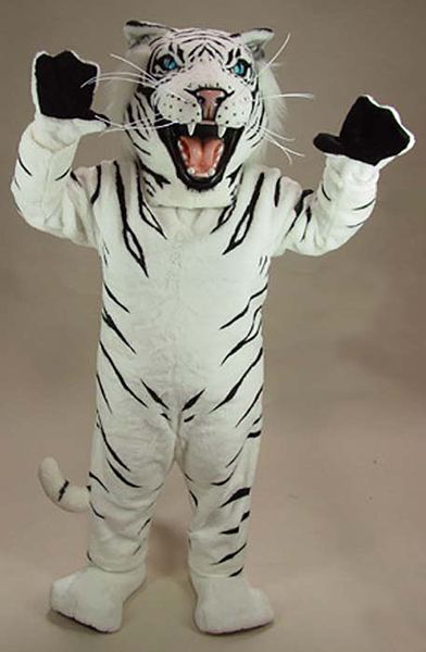 Performance White Tiger Mascot Costume Halloween Birthday Party Parade de publicidade Adulta Uso de terno ao ar livre