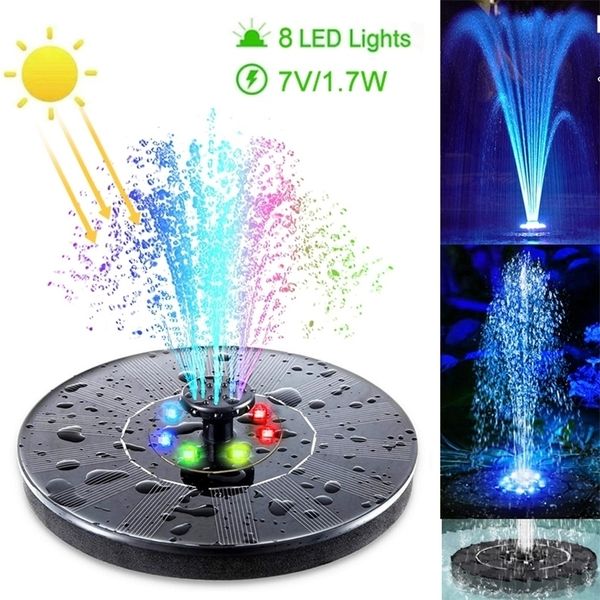 Decorações de jardim Solar Bath Fountain Fountain Bath com luz LED Light Outdoor Pond Caterfall Decoration 6 Sprinklers 220930