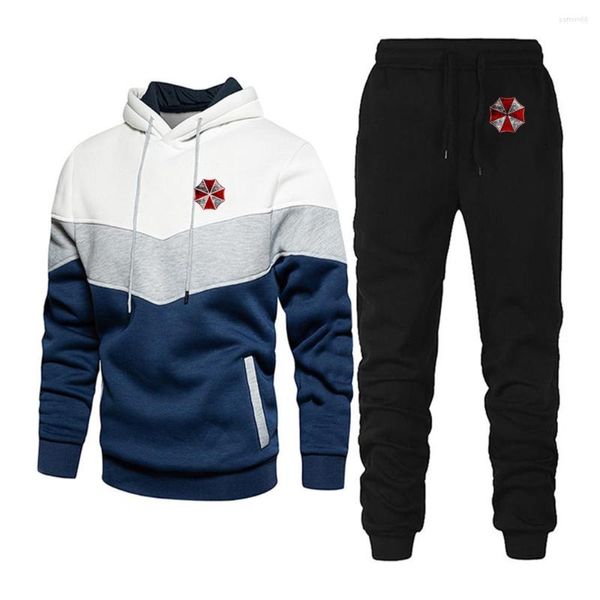 Men's Tracksuits 2022 Mens Umbrella Corporation Color Stitching Capuz e calça Sportswear Casual Sports Autumn Classic Harajuku Suit