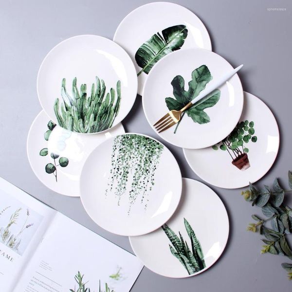 Pratos de 8 polegadas folhas prato de jantar pratos de cerâmica sub-vidros