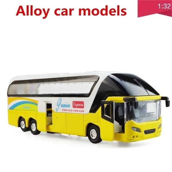 Diecast Model Car 1 32 Модели сплавных автомобилей Высокие симуляционные автобусные металлические дикасты игрушки.