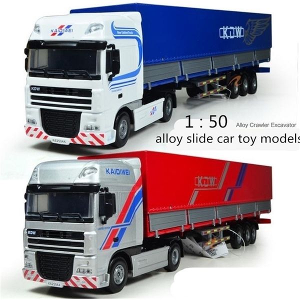 Druckguss-Modellauto Classic Toys 1:50 Legierungsrutsche Zelt Plattform Transporter Auto Spielzeugmodelle Kind das Geburtstagsgeschenk 220930