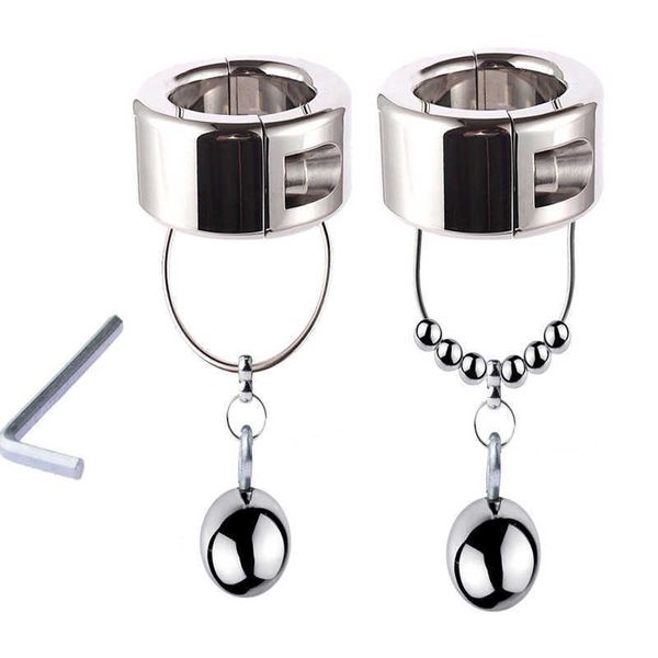 Articoli di bellezza MetalClamp Cock Ring Morsetto Giocattoli sexy per adulti Castità maschile Bondage Palla pesante Pendent Lock Scroto Barella per uomo Pene gay