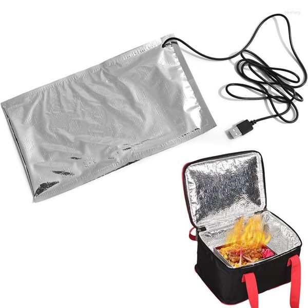 Geschirr-Sets USB-elektrische Heizplatte Tragbare Camping-Picknick-Bento-Box Beheizter Wärmebehälter 12V 5V Mittagessen-Heizungsdichtung
