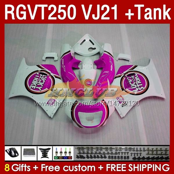 Tank Sagnings Lucky Pink Kit для Suzuki SAPC RGVT250 RGV-250CC 1988-1989 BODY 159NO.135 RGV-250 RGV250 VJ21 RGVT-258 1988 1989 RGVT RGV 250CC 250 CC 88 89 ABS FARING