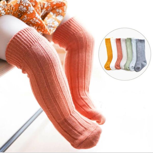 Frühling Neue Jungen und Mädchen Socken Einfarbig Gerippte Kniehohe Lange Socken für Jungen Bootes Socke Kinder Beinlinge sockken meias