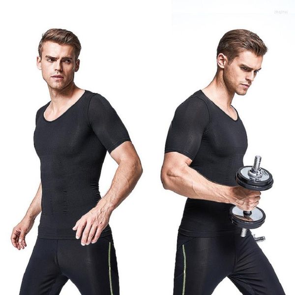 Herren-Körperformer, atmungsaktives T-Shirt für Herren, Unterhemd, eng anliegende Oberteile, Taillentransportkorsetts für Männer, schlankmachend, modisch, widerstandsfähig