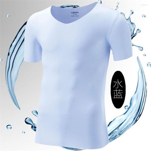 Мужские майки 2 штуки летняя мужская ледяная футболка жилет V-neckwuhen Не маркирующая спортивная фитнес-рубашка рубашка без рубашки