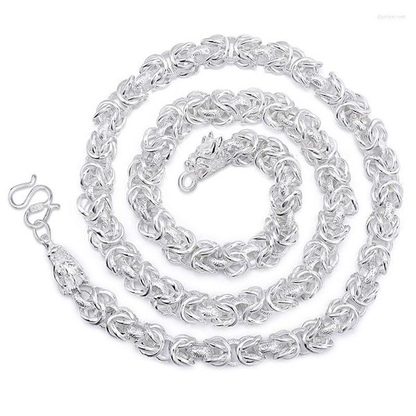 Correntes S999 Sterling Silver Fashion Colar Chain de cadeia dominante masculina estendida para enviar namorado para festa de aniversário presente de joias