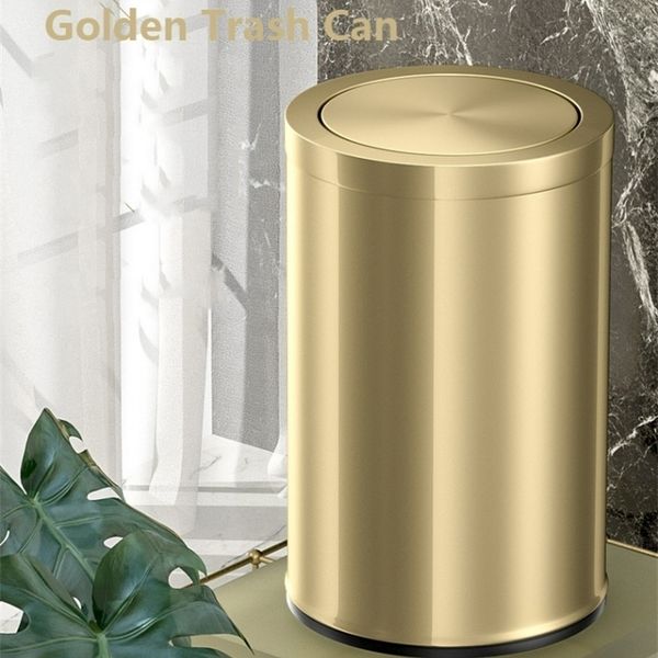 Abfallbehälter Edelstahl Mülleimer Gold Badezimmer Schlafzimmer Luxus Home Office Mülleimer Küchenschrank Aufbewahrung Poubelle BS50TC 220930