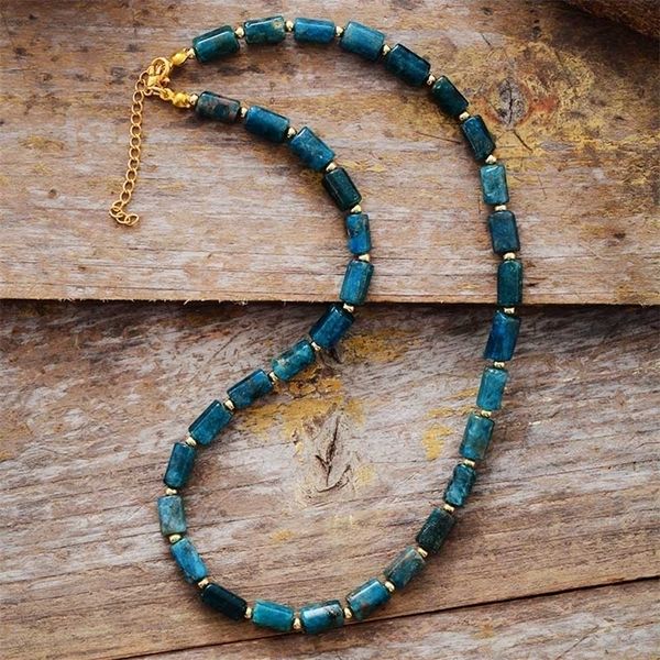 Colares de mi￧angas de pontas naturais de pontas de ponta amadurecida Apatite Lariat Chokers Women Women Women requintado com contas simples Colares de colar adolescente adolescente de joias de joalheria 220929