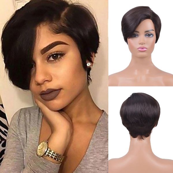 Perucas de cabelo humano reais curtas divididas em forma de T Short Wig Wig Wholesale