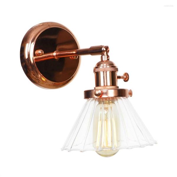 Lampade da parete IWHD Ferro Metallo Vetro Luci retrò per illuminazione domestica Specchio da bagno Luce oro rosa Vintage Sconce Edison Style