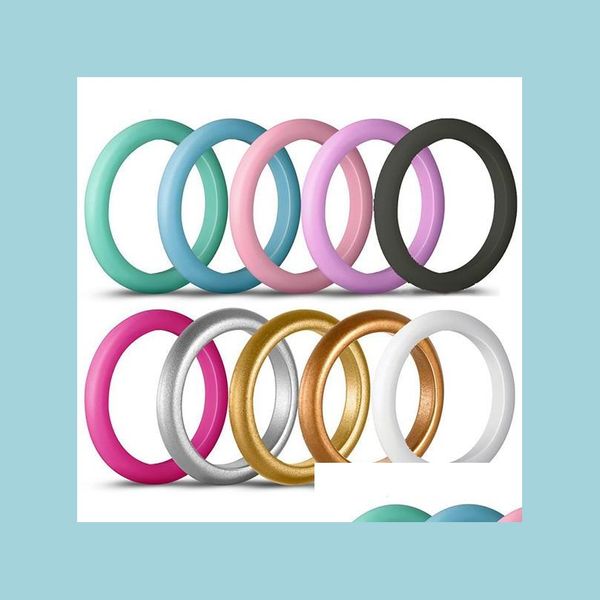 Anéis de casamento 10pcs /lote misto color sile weanding ring m macio flexível borracha mulher anéis círculo jóias de jóias d sexyhanz dh0t6