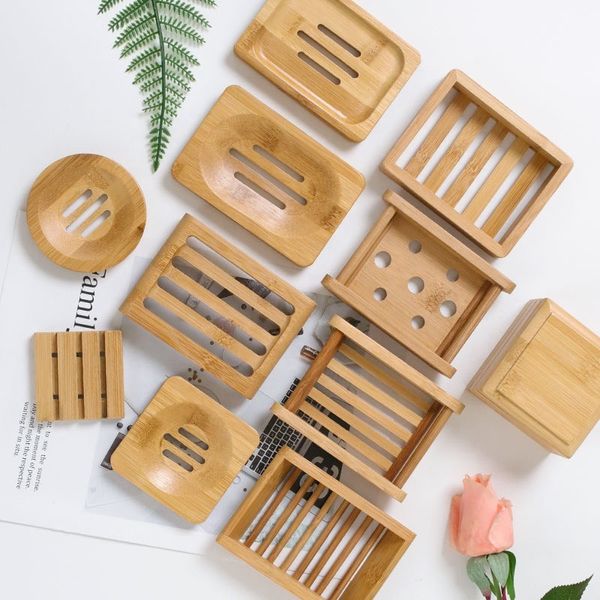 Home Sab￣o Natural Palavra Sab￣o de Bambu Soaps Saborados Artigos de Bamboos Banheiro Criativo Holders10 Styles LT070