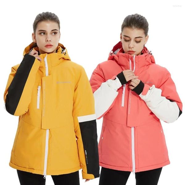 Giacche da sci Moda Patchwork da donna Abbigliamento da sci Impermeabile antivento Caldo Snowboard Cappotto Giacca da neve Abbigliamento sportivo durevole