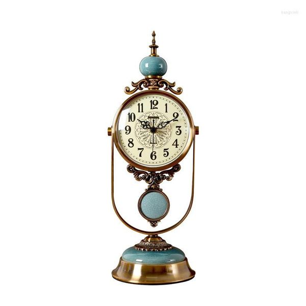 Masa saatleri retro masa saati sarkaç klasik metal dekor oturma odası hediyesi üzerinde sessiz