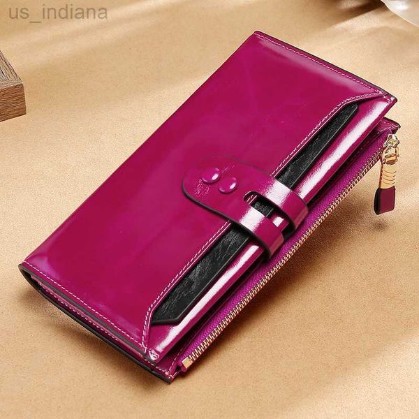 Brieftaschen 2022 High-End Echtes Leder Frauen Brieftasche Lange Kupplung Multi Kartenhalter Retro Öl Wachs Leder Brieftasche L220929