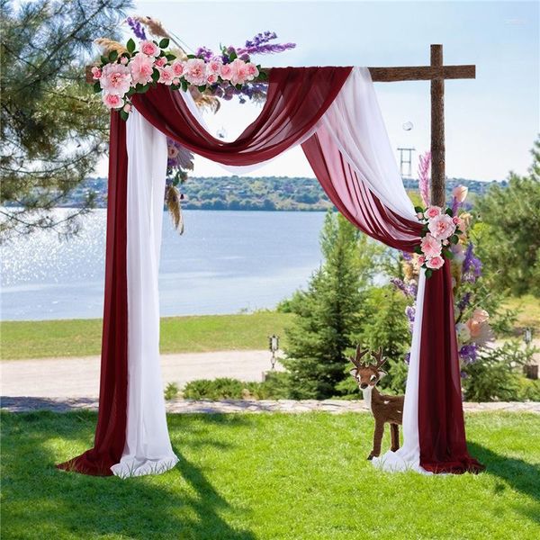 Cortina arco extra longo arco romântico pura cortina chiffon teto cenário de pano de póia cortinas de cama de dossel