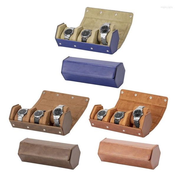 Uhrenboxen 3Slot Reiseetui Wasserdichte Armbanduhr Roll Organizer Zubehör PU-Leder für Schmuckanzeige