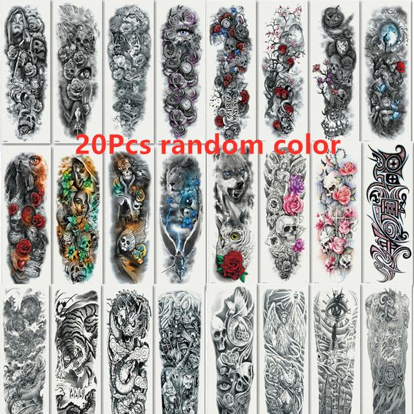 Temporary Tattoos 10 20 Pcs Full Arm Stickers Waterproof For Women Men Halloween Party Masquerade 220930_voghion.com