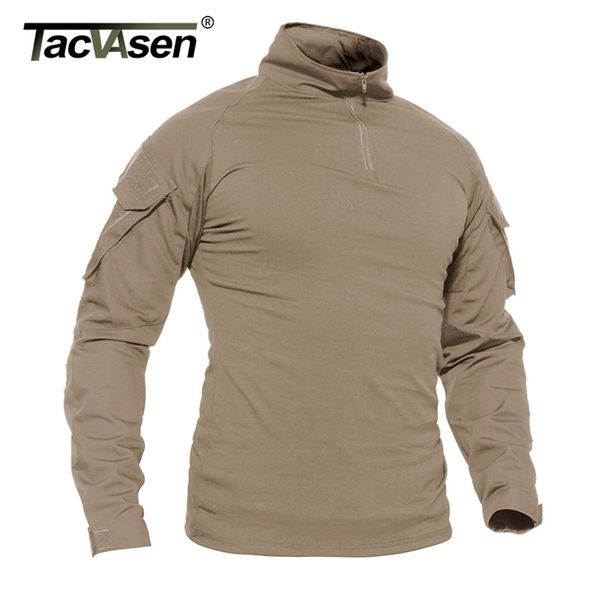 Homens camisetas Tacvasen Homens Camuflagem de Verão Camisetas Exército Combate Tático Camiseta Militar Manga Longa T-shirt Caça Paintball Roupas 220930