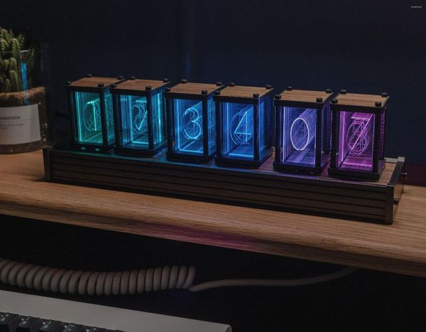 Orologi da tavolo EleksMaker EleksTube R 6-Bit Kit elettronico LED luminoso retrò si illumina Orologio analogico Nixie Tube