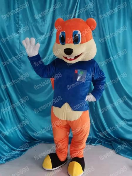 Simulazione del costume della mascotte dello scoiattolo arancione di Halloween Personaggio a tema anime dei cartoni animati Taglia per adulti Vestito da pubblicità esterna natalizia per uomo Donna
