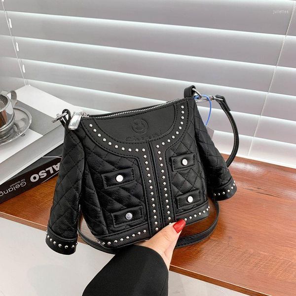 Abendtaschen Marke Bolsa Feminina Luxus Niet Umhängetasche für Frauen 2022 Jacke Handtaschen Geldbörse Designer Damen Punk Stil Umhängetasche