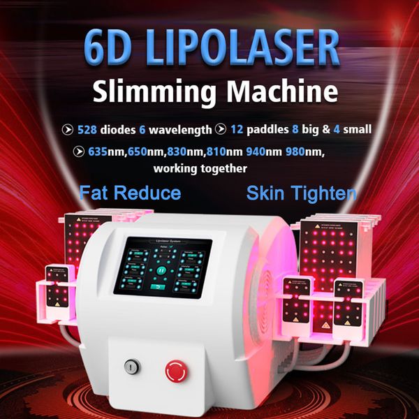 High End 6D Lipo Laser Fat Dissolve Attrezzatura dimagrante Tender Skin Machine Perdita di peso Rimozione della cellulite Drenaggio linfatico Dispositivo per modellare il corpo