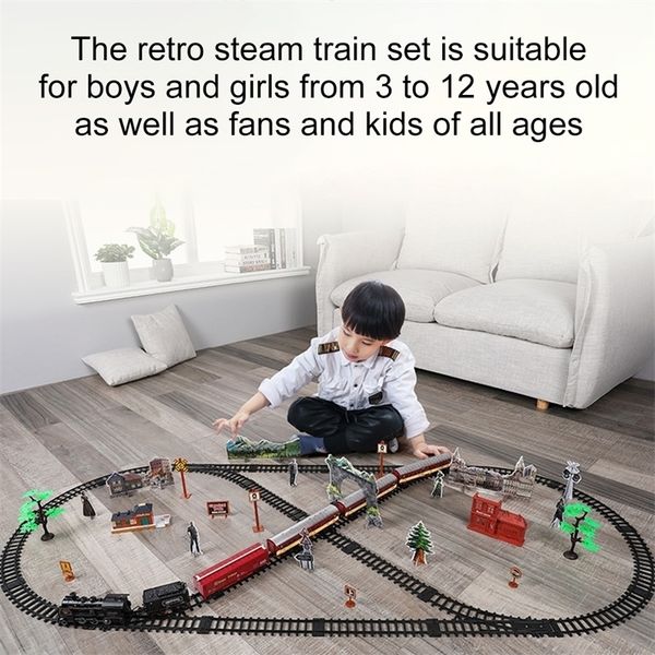 Druckguss-Modellauto, elektrischer Zug, Spielzeugset, Auto, Eisenbahn und Gleise, Dampflokomotive, Lernspiel, Jungenspielzeug für Kinder, 220930