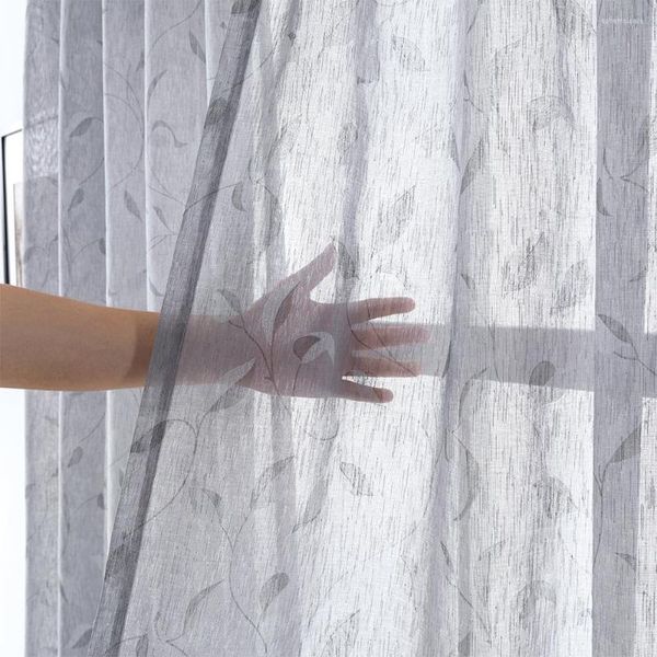 Tenda CDIY Foglie Tende Trasparenti Per Soggiorno Camera Da Letto Voile Lusso Europeo Tulle Schermatura Delle Finestre Tende Tende