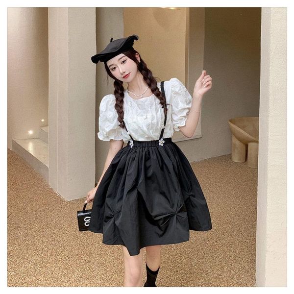 Signe 2022 Summer and Autumn Black Skirt Bish Ruscenere Elegant All Match High Waist Abito a vita per donne Short Mini Retro